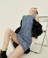 Detachable Sleeve Denim Mini Dress